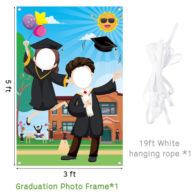 WATINC Graduation Photo Booth Props Frame, Kindergarten Preschool Graduation Photography Backdrops for Graduation Party Graduations, Congrats Grad Party Favors Supplies, Large Size 5x3ft - Image 3